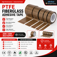 Ruban adhésif en fibre de verre PTFE, largeur personnalisable, ruban téflon antiadhésif pour pièces de machines d'emballage OEM, pour la vente en gros
