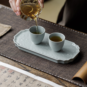 Guanlan Sky Blue Ru Kiln Ceramic <b>Tea</b> Tray Porcelain Dry Brewing Pad Teapot Holder For <b>Tea</b> <b>Set</b> Accessories - Product Image 2