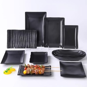 Plaque de barbecue noire givrée de style japonais, plaque rectangulaire commerciale pour grillades, hot pot, accompagnements et barbecue - Product Image 1