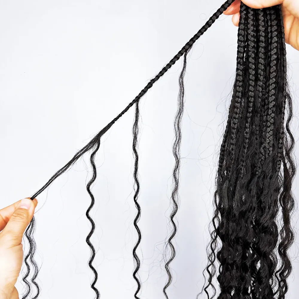 Extension de cheveux humains au crochet pré-bouclée en cheveux vierges à ondulations profondes tressés facile à installer