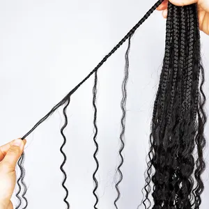 easy to install braided deep wave virgin hair pre looped crochet human hair extension