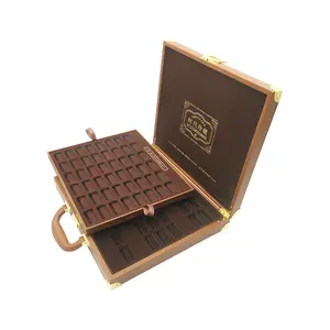 Caja de regalo de cuero marrón de lujo OEM/ODM, cápsulas de barra de 1oz con caja de embalaje de cuero, Maleta portátil para maletín de monedas