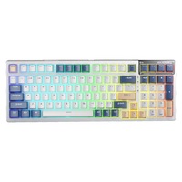 Keyboard Mekanik AULA F98 99-Key Ice Crystal Plastik Berkabel 2.4G Nirkabel RGB Tiga Mode
