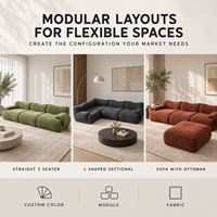 Canapé modulaire moderne 3 places sans cadre, entièrement en mousse, assise profonde, compressé sous vide, sans structure pour salon