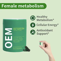 Capsules de vitamines végétaliennes OEM pour le métabolisme, extrait de thé vert et de graines de cumin noir, supplément antioxydant pour le bien-être féminin, étiquette personnalisée