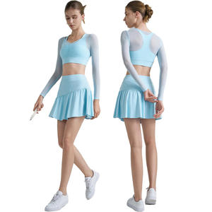 कस्टम लोगो महिला लुभावनी जाल डबल परत प्लेट प्लेट वाली टेनिस स्कर्ट सेट हल्के प्लेट वाले गोल्फ टेनिस गोल्फ टेनिस गोल्फ सूट - Product Image 1