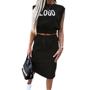 2025 nuevo suéter de verano sin mangas con capucha corta y cordón hasta la rodilla proveedor de vestidos mujeres Joggers conjunto de Sudadera con capucha personalizado - Product Image 6