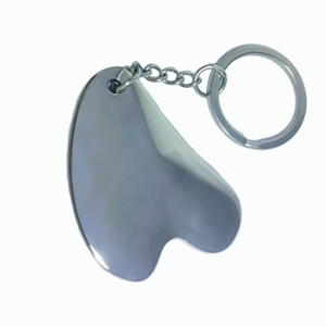 Outil Gua Sha personnalisé en alliage de zinc, masseur en métal argenté avec porte-clés pour une utilisation portable - Product Image 5