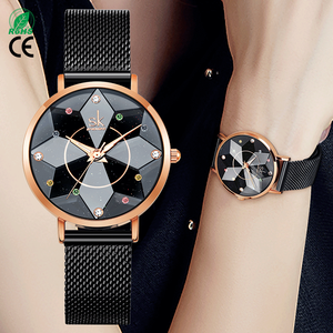 <span class=keywords><strong>Montre</strong></span> pour <span class=keywords><strong>femme</strong></span> tendance en alliage de haute qualité SK, avec cadran bleu en quartz, strass en moissanite, bracelet en maille milanaise tendance - Product Image 6