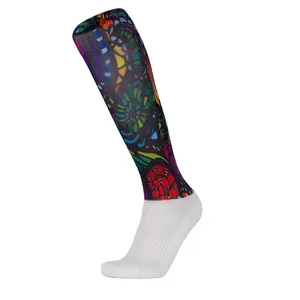 Bas de compression avec logo personnalisé, vente en gros, chaussettes de football numériques populaires, impression par sublimation, chaussettes de football