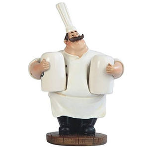 Polyrésine 6.5 Pouces Chef avec Grand Chapeau Salière et Poivrière, Blanc, 6.5" - Product Image 1