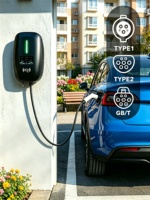 Cargador de Pared para Vehículos Eléctricos TJ Series 9.6kW 40A 240V Tipo 1 Nivel 2, Cargador Doméstico y Comercial para Tesla