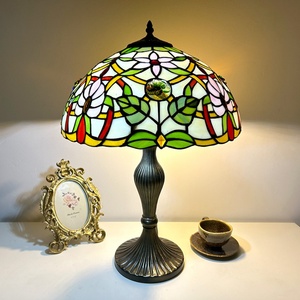 Longhuijing 16-Inch Mediterranean LED <b>Table</b> <b>Lamp</b> with Dome Stained Glass Shade Simple E26 <b>Base</b> 110-240V Living Room - Product Image 6