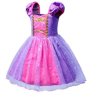 Vestido elegante de fiesta de cumpleaños con princesa Rapunzel, princesa enredada, niña, disfraces morados oscuros, conjuntos de 5 piezas para niños - Product Image 2