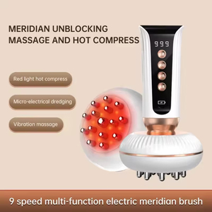 Mikrostrom-Körper massage gerät Gua Sha Elektrische Meridian bürste mit beheizter Vibration Rotlicht therapie Körper abnehmen Anti-Cellulite - Product Image 5
