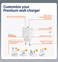 Chargeur mural USB-C 18W PD QC3.0 avec câble long et durable de 1m, en ABS écologique, universel pour téléphones portables et ordinateurs portables
