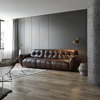 Ensemble de canapés sectionnels en cuir véritable italien de luxe, design minimaliste, haut de gamme, pour salon, appartement, hôtel, rembourrage en éponge