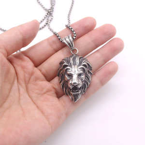 Yunnique – collier avec pendentif tête de lion en acier inoxydable pour hommes, style Punk, bijoux à la mode en forme d'animal - Product Image 4