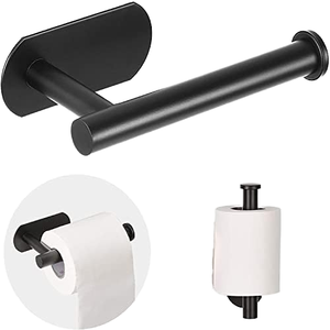Porte-papier toilette <span class=keywords><strong>noir</strong></span> et or, support mural multifonctionnel pour salle de bain, support pour téléphone, étagère pour rouleau de serviette, accessoires - Product Image 1