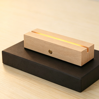 Base de lampe LED 3D en bois, support de lampe de nuit USB en acrylique, support de lampe rectangulaire, support de lampe de table avec logo, décoration de chambre