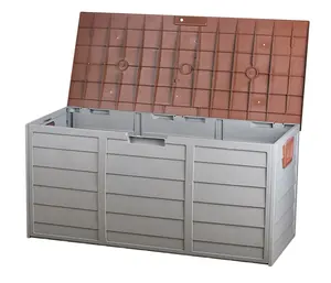 New Outdoor Storage Box 290L Plastic Container Weatherproof Brown