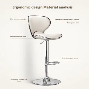Silla de Bar y Taburete Alto de Diseño Moderno Ajustable, Muebles para Barra de Recepción, Estilo Panel de Madera, Taburete Alto para Cajero - Product Image 4