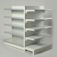 Étagère de supermarché simple ou double face personnalisée, rayonnage gondole thermolaqué avec panneaux arrière en option pour magasin de détail
