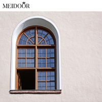 Meidoor America Fenêtres en aluminium noir sur mesure avec verre trempé en forme d'arche, persiennes fixes et coulissantes en alliage d'aluminium