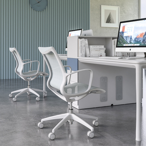 Giữa trở lại khung màu trắng cố định tay vịn thiết kế văn phòng sillas oficinas chờ đợi đầy đủ lưới Ghế văn phòng đồ nội thất - Product Image 1