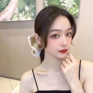 Springtime Encounter: Flowing <b>Bow</b> Hair <b>Clip</b> for Women, Large Ponytail, Sophisticated Hair Accessory, Hair Flower, Fresh and - Product Image 3