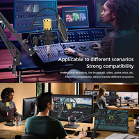 Microphone à condensateur professionnel BM800, kit complet, micro de studio filaire Type C, bras articulé, support antichoc, filtre anti-pop, éclairage RGB, carte son