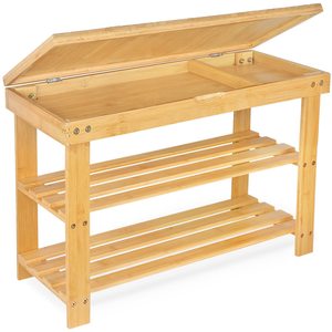 <span class=keywords><strong>Panca</strong></span> Portascarpe a 3 Ripiani in Bambù, Organizzatore per Ingresso <span class=keywords><strong>con</strong></span> Cassetto, Scaffale in Legno per Conservazione Scarpe - Product Image 1
