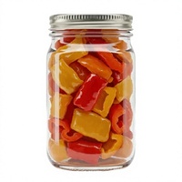 Poivrons en conserve en conserve de verre, tranchés, rouges et jaunes, acidifiés, saveur salée, durée de conservation de 2 ans