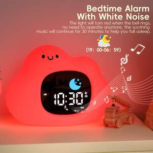 구름 모양의 귀여운 터치 야간 조명 USB 충전식 드롭 방지 수면 훈련 시계 어린이 침실을 위해 시계를 깨우기 - Product Image 4