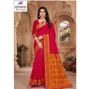 Sarees de Algodón Suti de Lujo para Mujer, Suaves, Cómodos, Elegantes, Diseño Clásico, Secado Rápido, Protección Solar, para Fiestas, Ajmera - Product Image 3