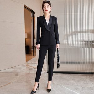 Pink Women's Suit <b>Set</b> Three Quarter Sleeve Worsted Anti-Wrinkle <b>Office</b> Lady Leisure Two-Piece MYT603 - Product Image 2