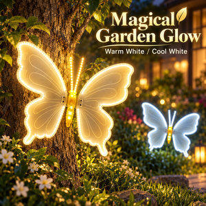 Lampe de jardin papillon LED, décoration extérieure, en alliage d'aluminium, ornement paysager pour les fêtes, blanc chaud, blanc froid - Product Image 1