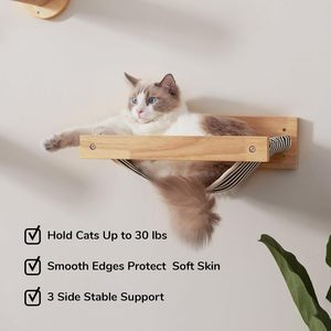 Modern Eco-Friendly Wooden Cat Hammock Wall-Mounted <strong>Pet</strong> <strong>Bed</strong> with Intriguing Print for Resting and Leisurely Climbing - Product Image 3