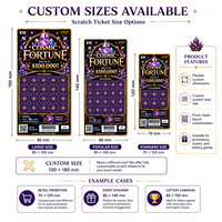 Billets de loterie à gratter personnalisés avec impression numérique CMJN sur papier offset, motifs de sécurité pour jeux, billets de loterie à gratter réels