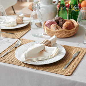 Klassische Rechteckige Gewebte Stoff-Tischsets aus Korbgeflecht & Natürlichem Seegras 43 cm x 30 cm 5 mm Dick Umweltfreundliche Esstisch-Matten - Product Image 4