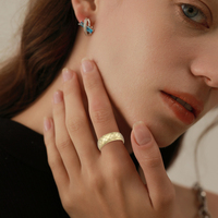 Bague carrée en or 18 carats poli miroir, motif CNC, pour femme/homme