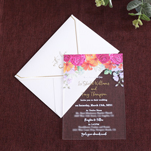 Acrylique givré nouvelles idées personnalisé fantaisie Floral aquarelle <span class=keywords><strong>carte</strong></span> d'invitation de mariage - Product Image 6
