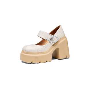 Zapatos Mary Jane con plataforma plateada y blanca, tacón grueso de 12 cm, tacones altos para faldas, zapatos de cuero pequeños, tallas 33 a 39 - Product Image 5