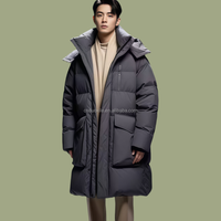 Manteau d'hiver long à capuche surdimensionné en duvet de canard blanc à 90 % pour homme, personnalisé ODM/OEM, pour blouson matelassé, par un fournisseur d'usine de créateurs