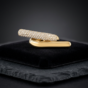 Luxury Round Pave Diamond Wrap <b>Open</b> <b>Ring</b> 10K 14K 18K Yellow Gold 925 935 Silver Modern Statement <b>Ring</b> Fine Jewelry - Product Image 1