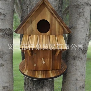 Casetta per Colibrì in Legno Massello, Decorazione da Giardino Stile Villa, Nido per Uccelli Sospeso, Ornamento da Giardino, Mangiatoia per Uccelli - Product Image 4