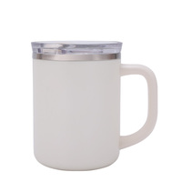 Mug classique à double paroi en acier inoxydable 304 avec poignée épaisse et couvercle coulissant