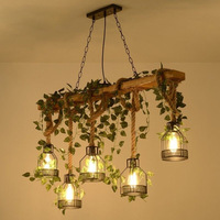 Suspension américaine rétro country restaurant bar plante feuille verte en bois