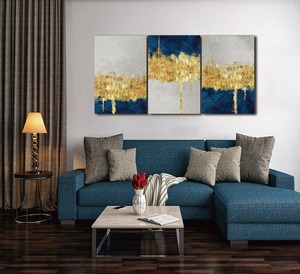 Living Room <strong>Mural</strong> Wall Modern <strong>Painting</strong> - Handmade Gold Leaf Abstract Hotel Artwork - Wall Art Oil <strong>Painting</strong> <strong>on</strong> <strong>Canvas</strong> - Product Image 5