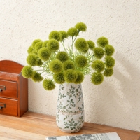 MW66515 Boule de pissenlit artificielle avec tige, branche décorative verte en pompon pour la décoration de vases à la maison et pour les mariages
